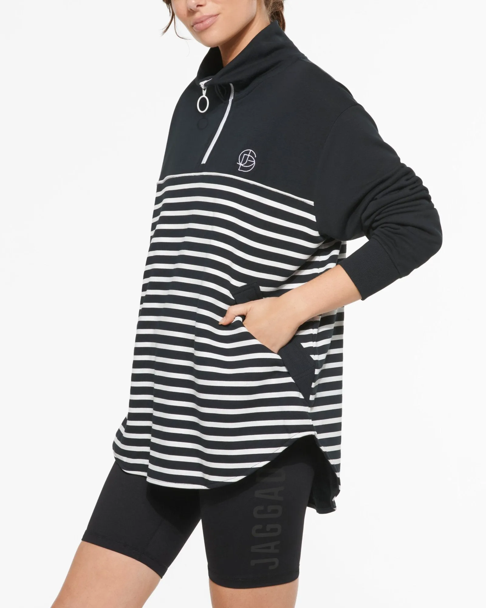 VOYAGE LONGLINE HALF-ZIP SWEATER BLACK