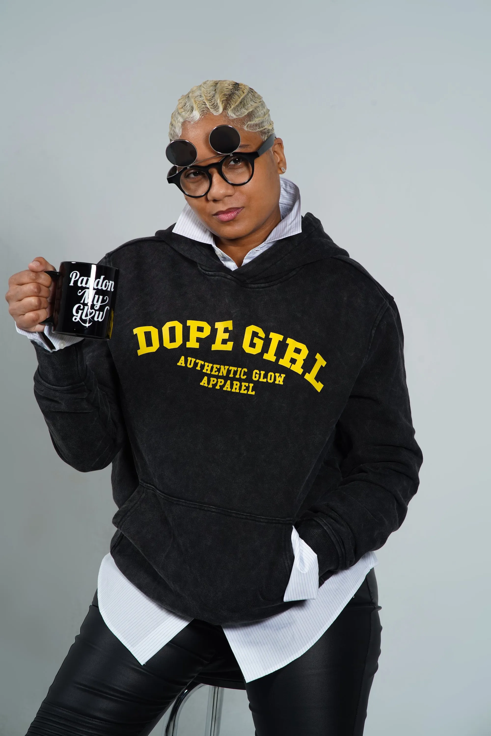 Washed Dope Girl Hoodie | Black