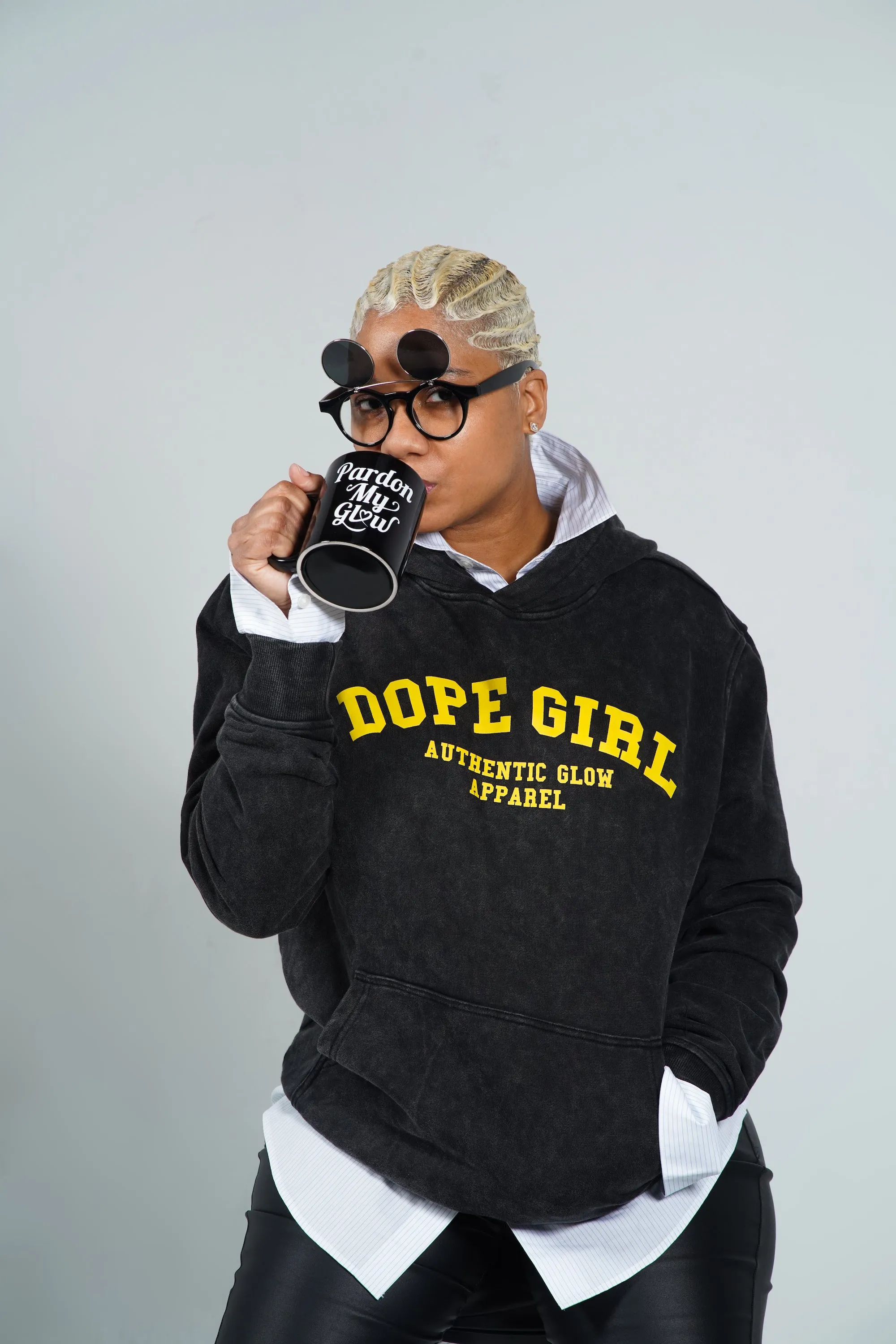 Washed Dope Girl Hoodie | Black