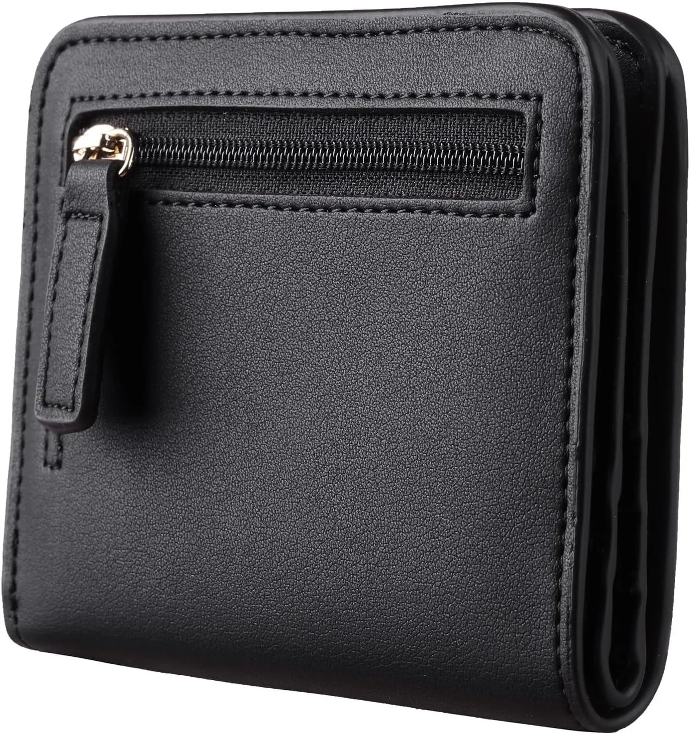 Waxed Leather Bifold Wallet for Women with Zipper Coin Pocket