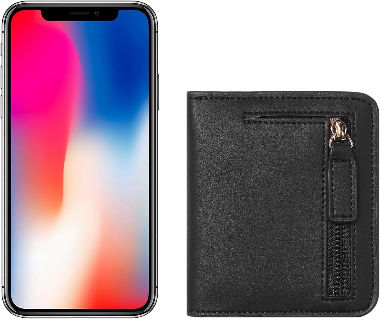 Waxed Leather Bifold Wallet for Women with Zipper Coin Pocket