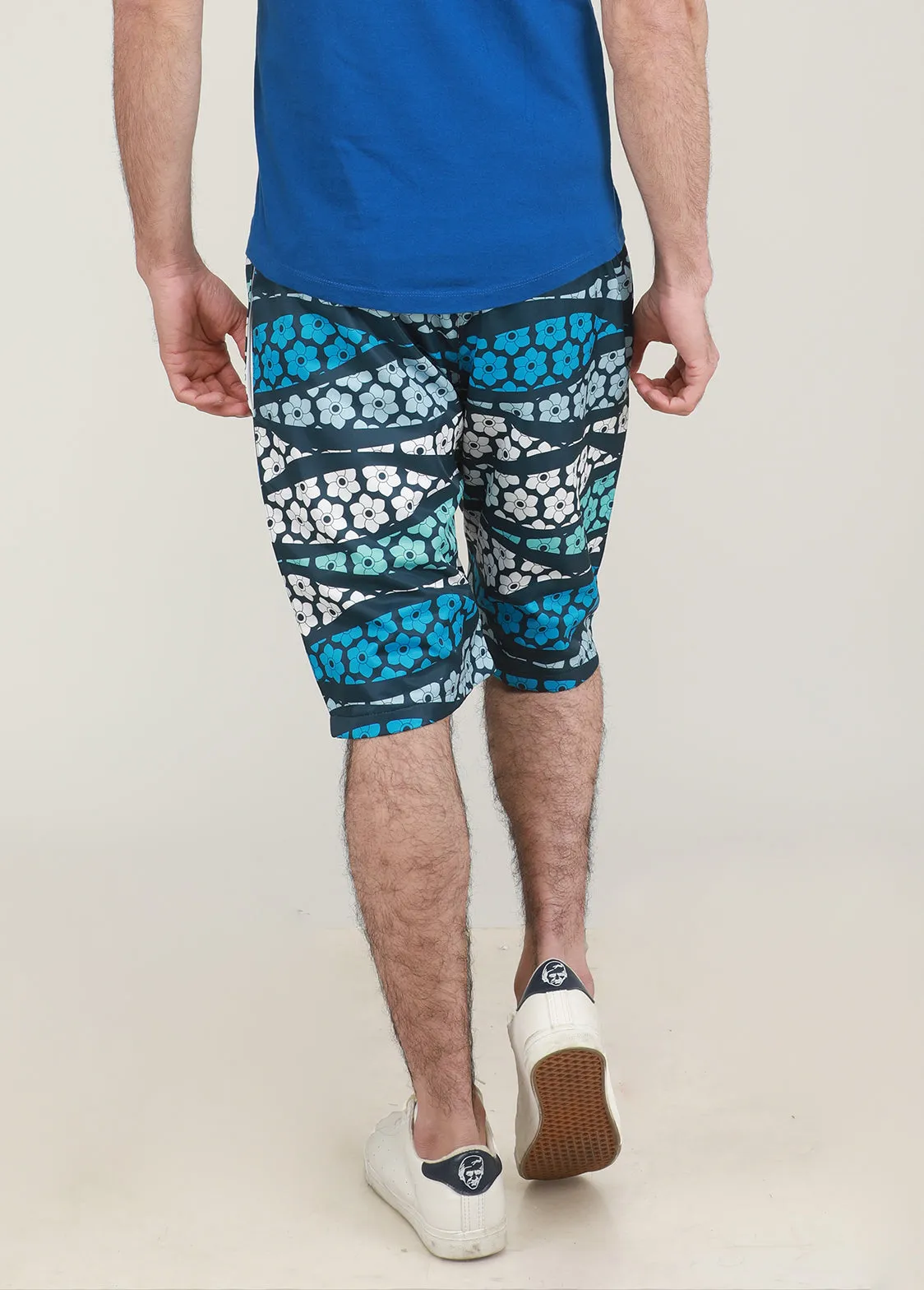 White & Blue Waves Shorts