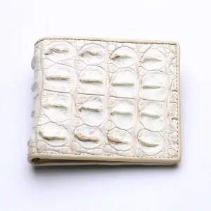 White Pearl Crocodile Backbone Mens Wallets