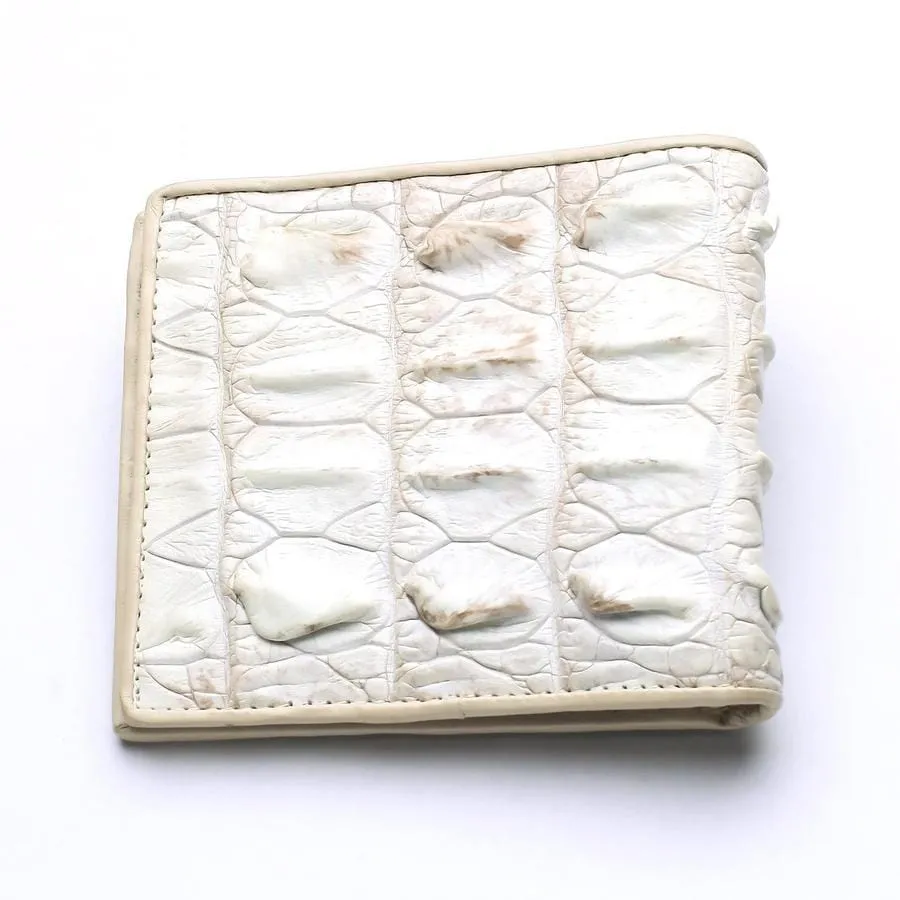 White Pearl Crocodile Backbone Mens Wallets