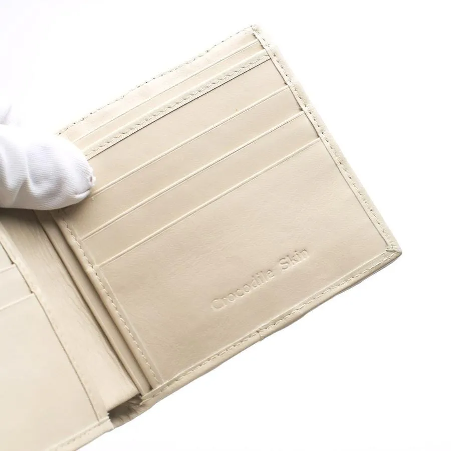 White Pearl Crocodile Backbone Mens Wallets