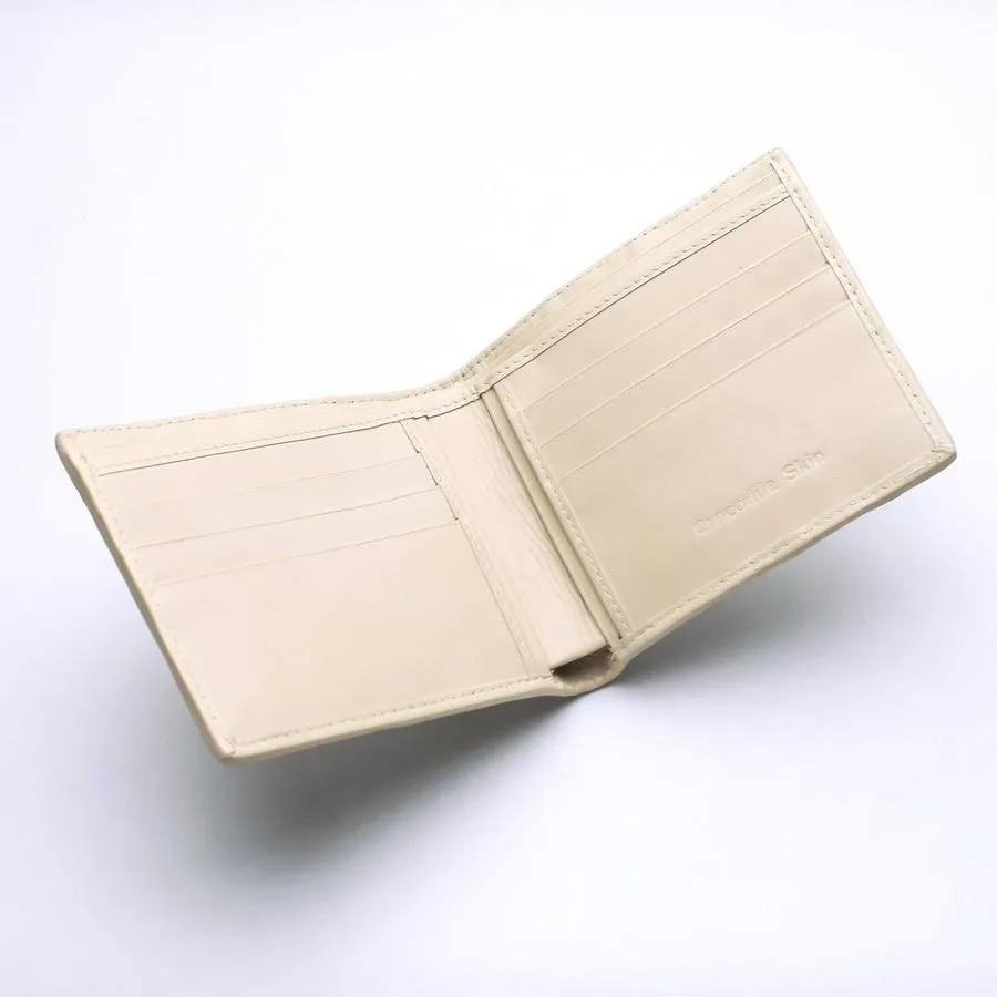 White Pearl Crocodile Backbone Mens Wallets