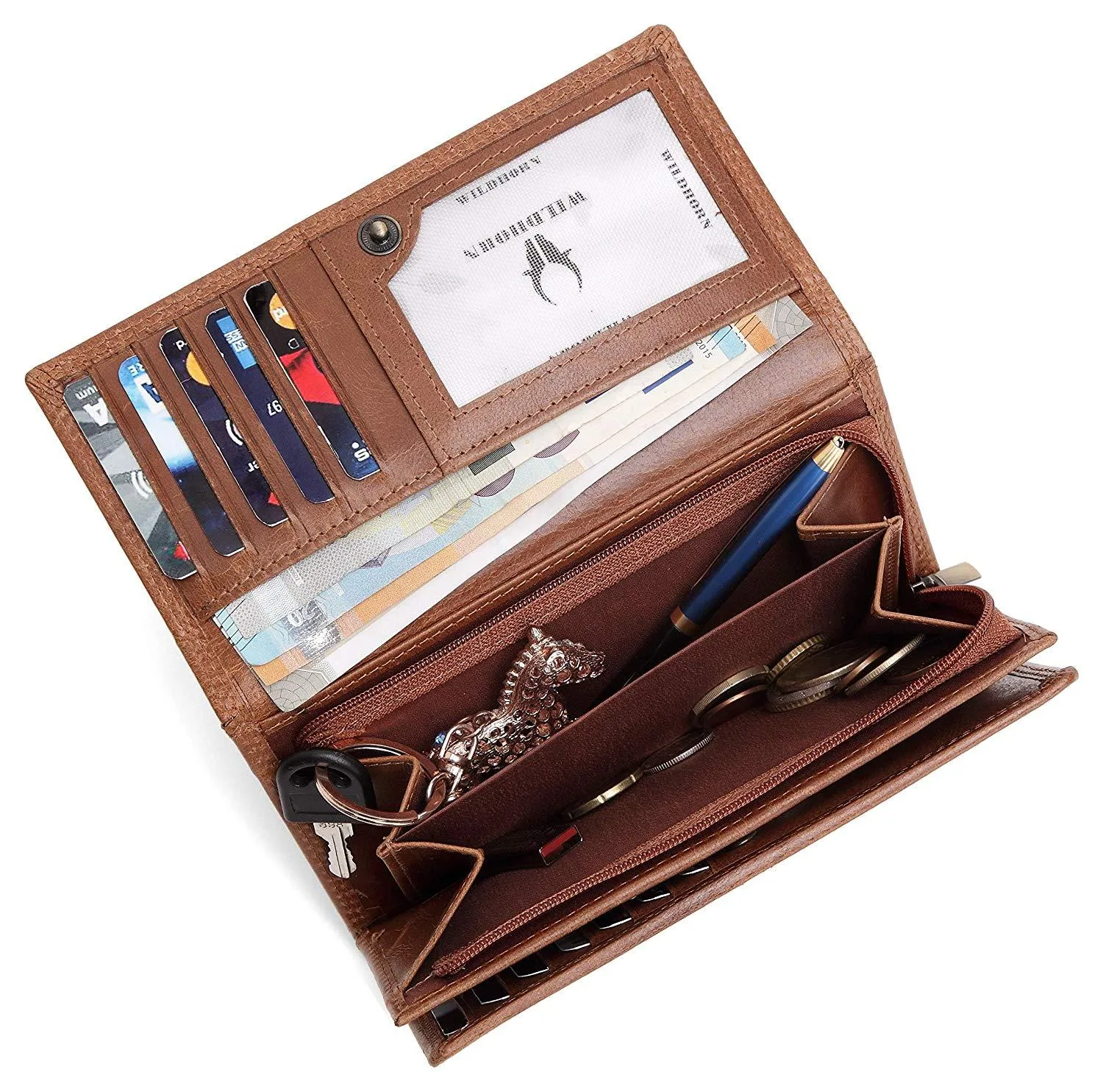 WildHorn®Women's Leather Wallet and Pen Combo Set