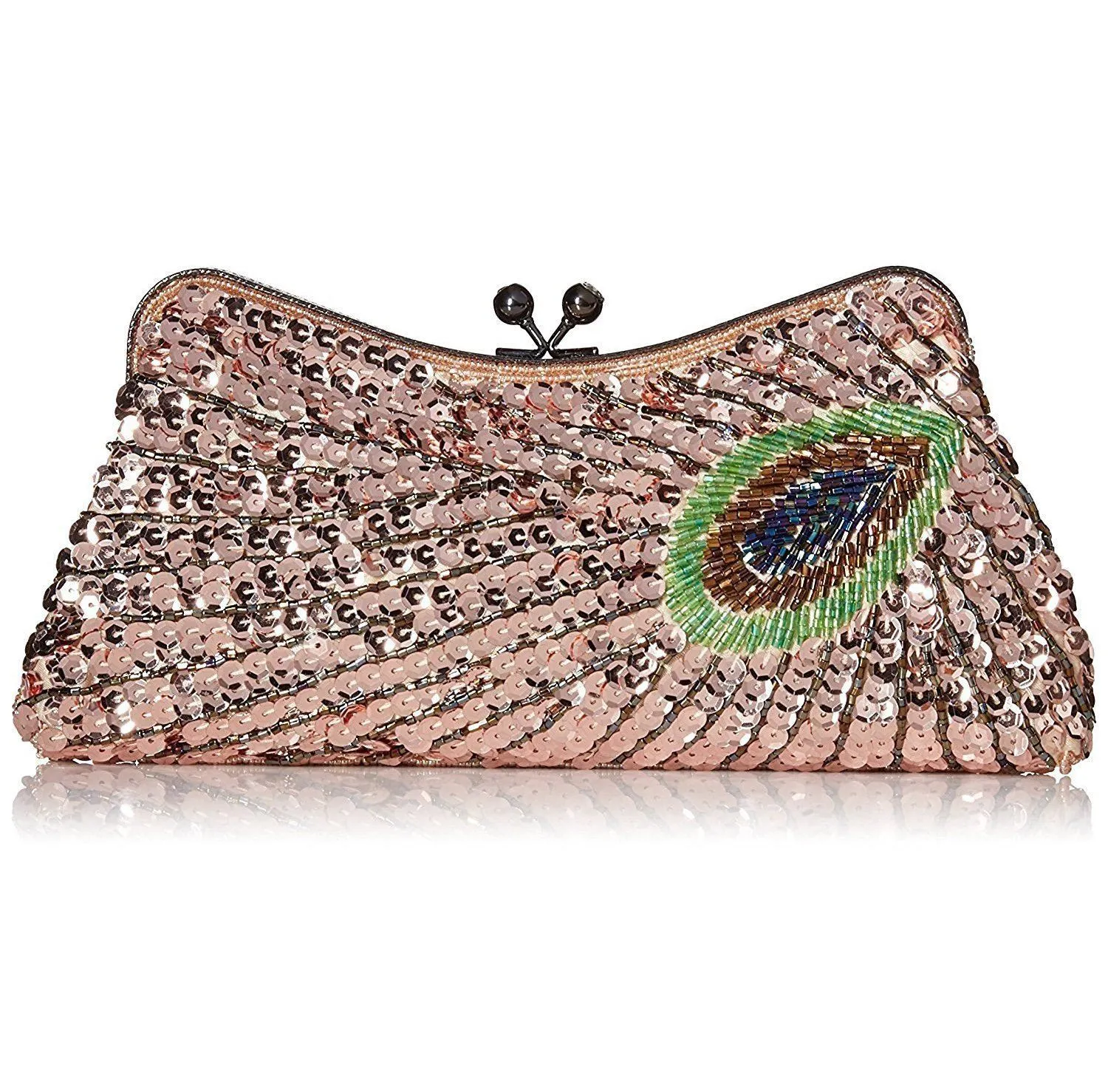 Woman Handbag Beaded Clutch Peacock Sequin Evening Bag