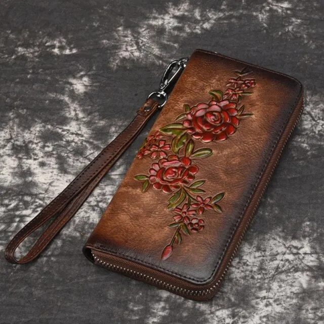 Women Natural Skin Long Wallet
