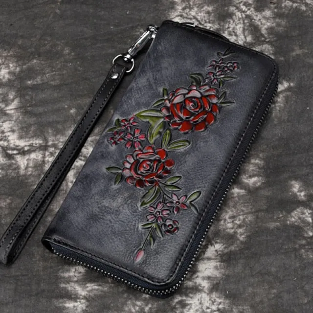 Women Natural Skin Long Wallet