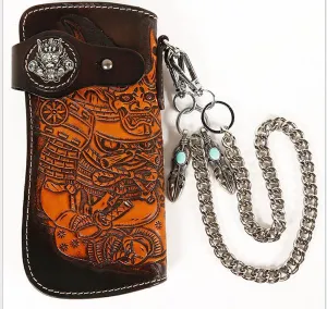 Women vintage wallet genuine Leather purse tanned leather long hand carvings,japan sales