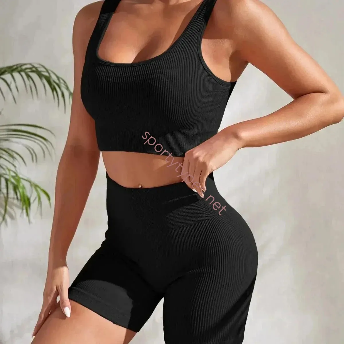 Women's Seamless Ribbed Yoga Set