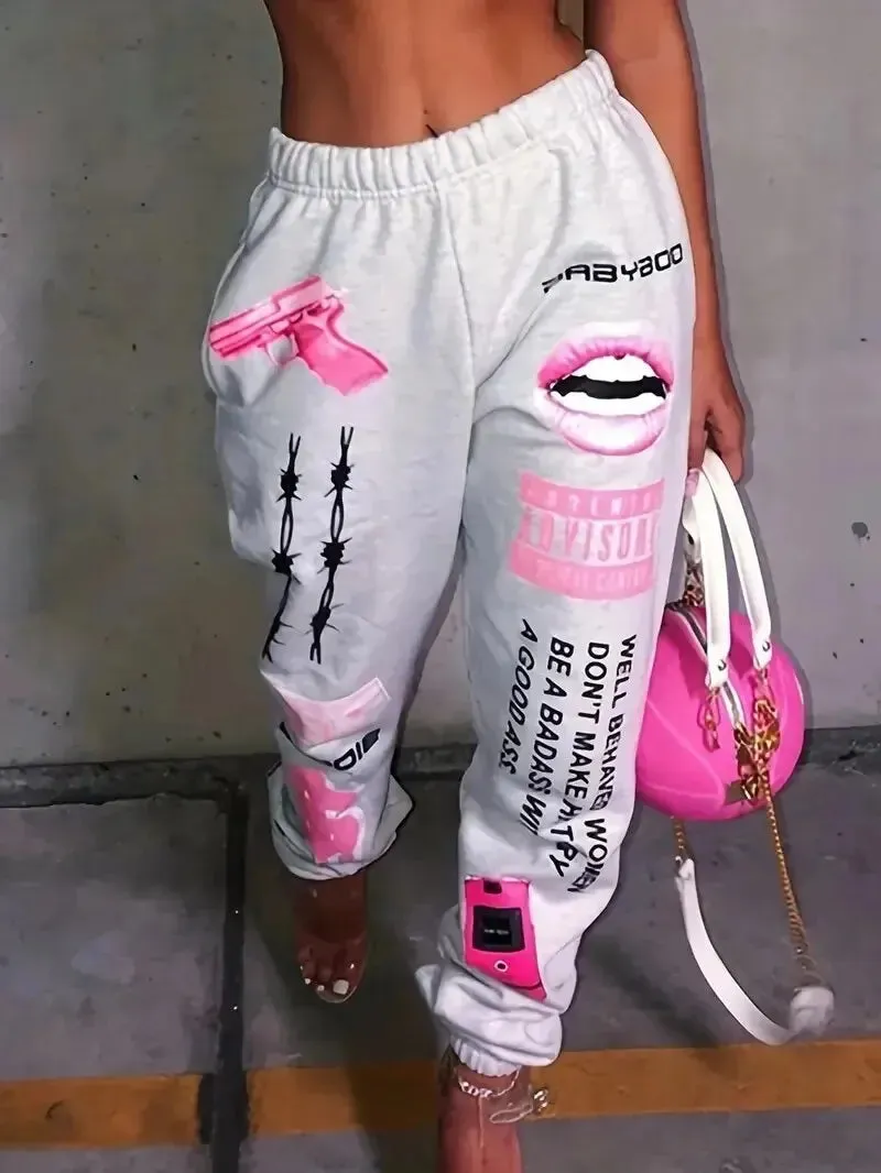 Women's Streetwear Elastic Waist Joggers – Sporty & Trendy