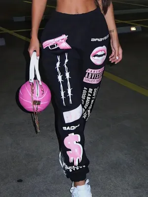 Women's Streetwear Elastic Waist Joggers – Sporty & Trendy