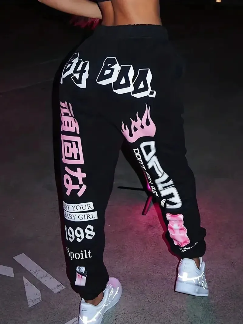 Women's Streetwear Elastic Waist Joggers – Sporty & Trendy
