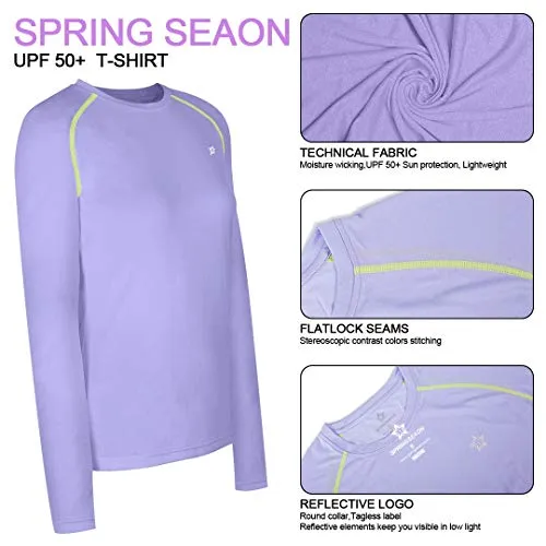 Women's UPF 50  Long Sleeve UV Sun Protection T-Shirt Quick Dry Lightweight Rashguard Outdoor Fishing Running Purple