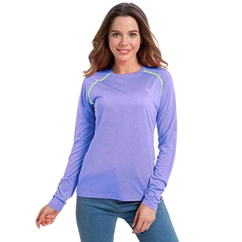 Women's UPF 50  Long Sleeve UV Sun Protection T-Shirt Quick Dry Lightweight Rashguard Outdoor Fishing Running Purple
