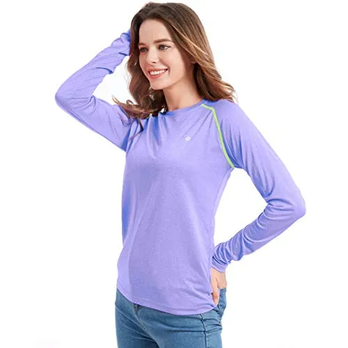 Women's UPF 50  Long Sleeve UV Sun Protection T-Shirt Quick Dry Lightweight Rashguard Outdoor Fishing Running Purple