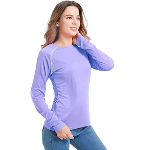 Women's UPF 50  Long Sleeve UV Sun Protection T-Shirt Quick Dry Lightweight Rashguard Outdoor Fishing Running Purple
