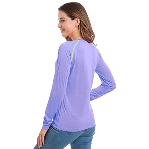 Women's UPF 50  Long Sleeve UV Sun Protection T-Shirt Quick Dry Lightweight Rashguard Outdoor Fishing Running Purple