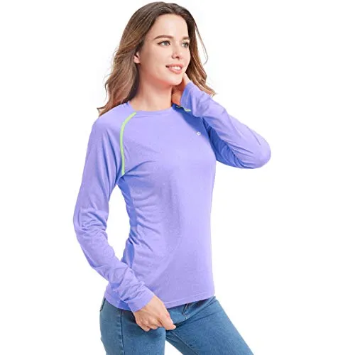 Women's UPF 50  Long Sleeve UV Sun Protection T-Shirt Quick Dry Lightweight Rashguard Outdoor Fishing Running Purple