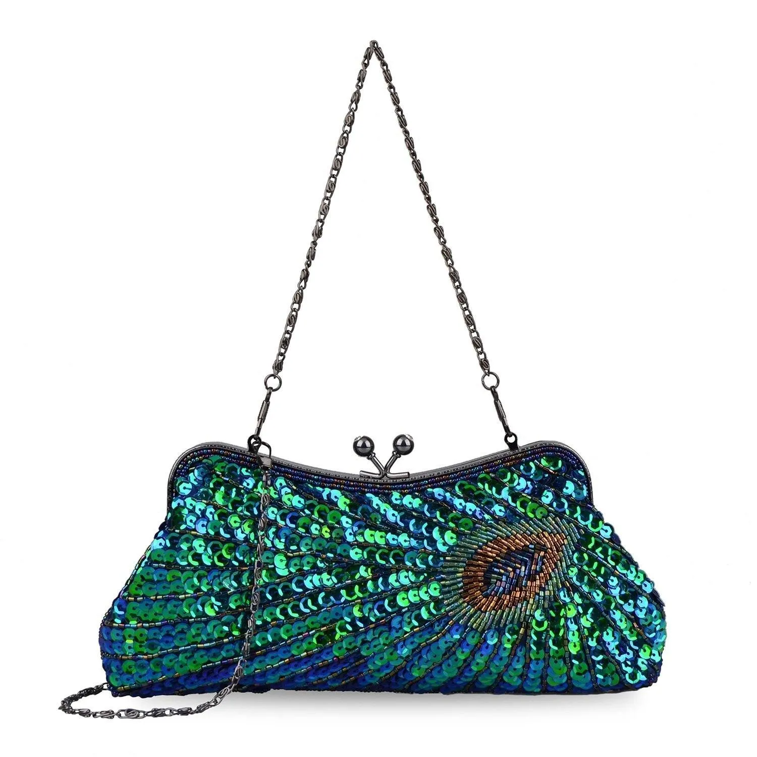 Women's Vintage Beaded Sequin Peacock Purse Evening Bags |JaosWish