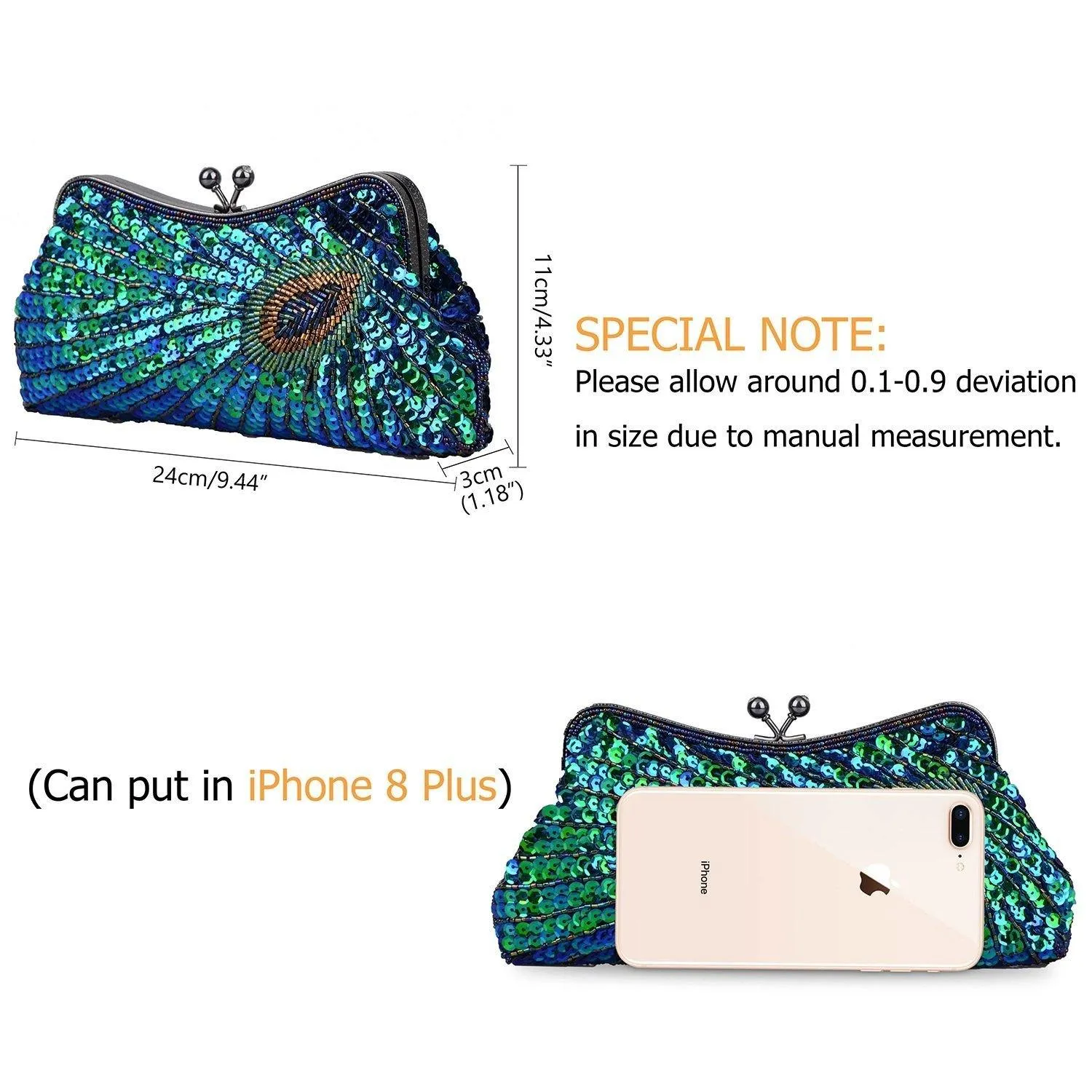 Women's Vintage Beaded Sequin Peacock Purse Evening Bags |JaosWish