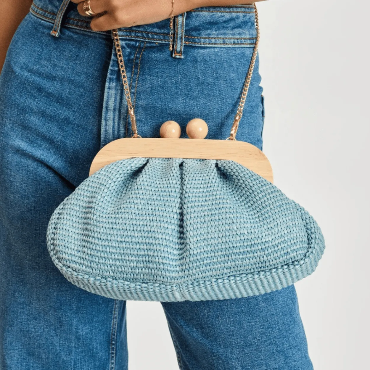 Wooden Woven Frame Clutch