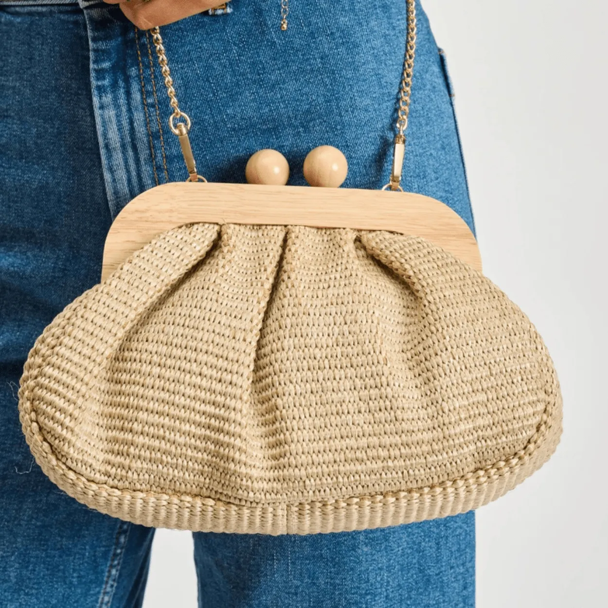 Wooden Woven Frame Clutch