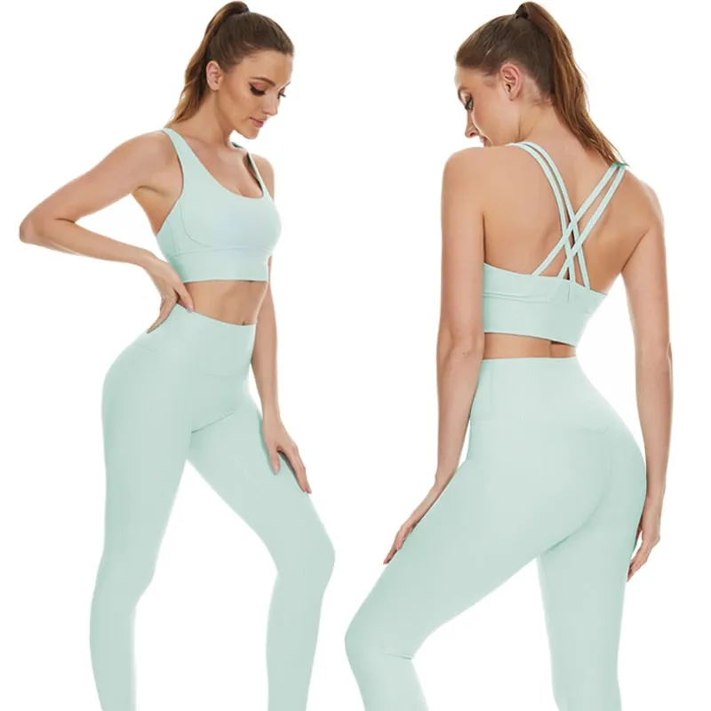 Yoga Sleeveless Gym Suit Set with Breathable Quick Dry Material for Women