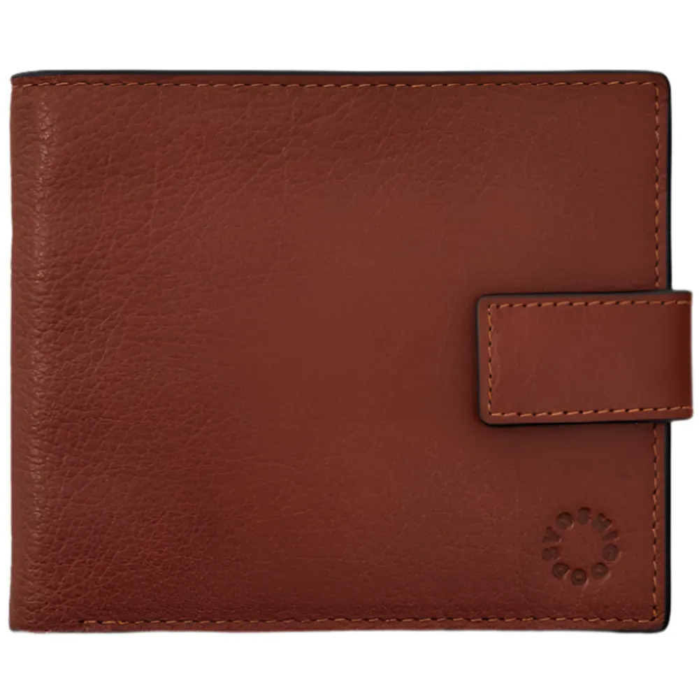 Yoshi Two Fold Brown Leather Wallet with Tab