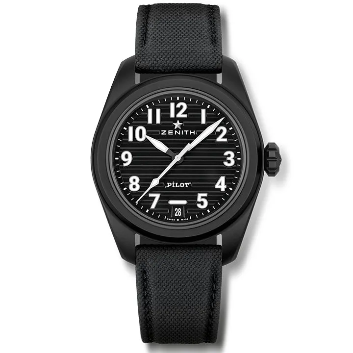 Zenith Pilot Automatic Central Second & Date Black Ceramic- 49.4000.3620/21.I001