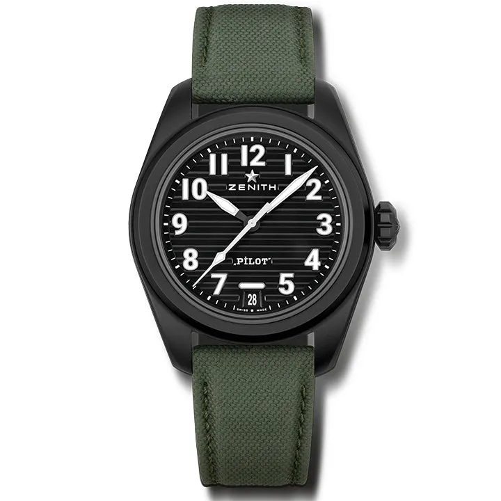 Zenith Pilot Automatic Central Second & Date Black Ceramic- 49.4000.3620/21.I001