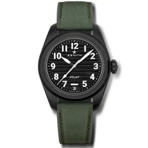 Zenith Pilot Automatic Central Second & Date Black Ceramic- 49.4000.3620/21.I001