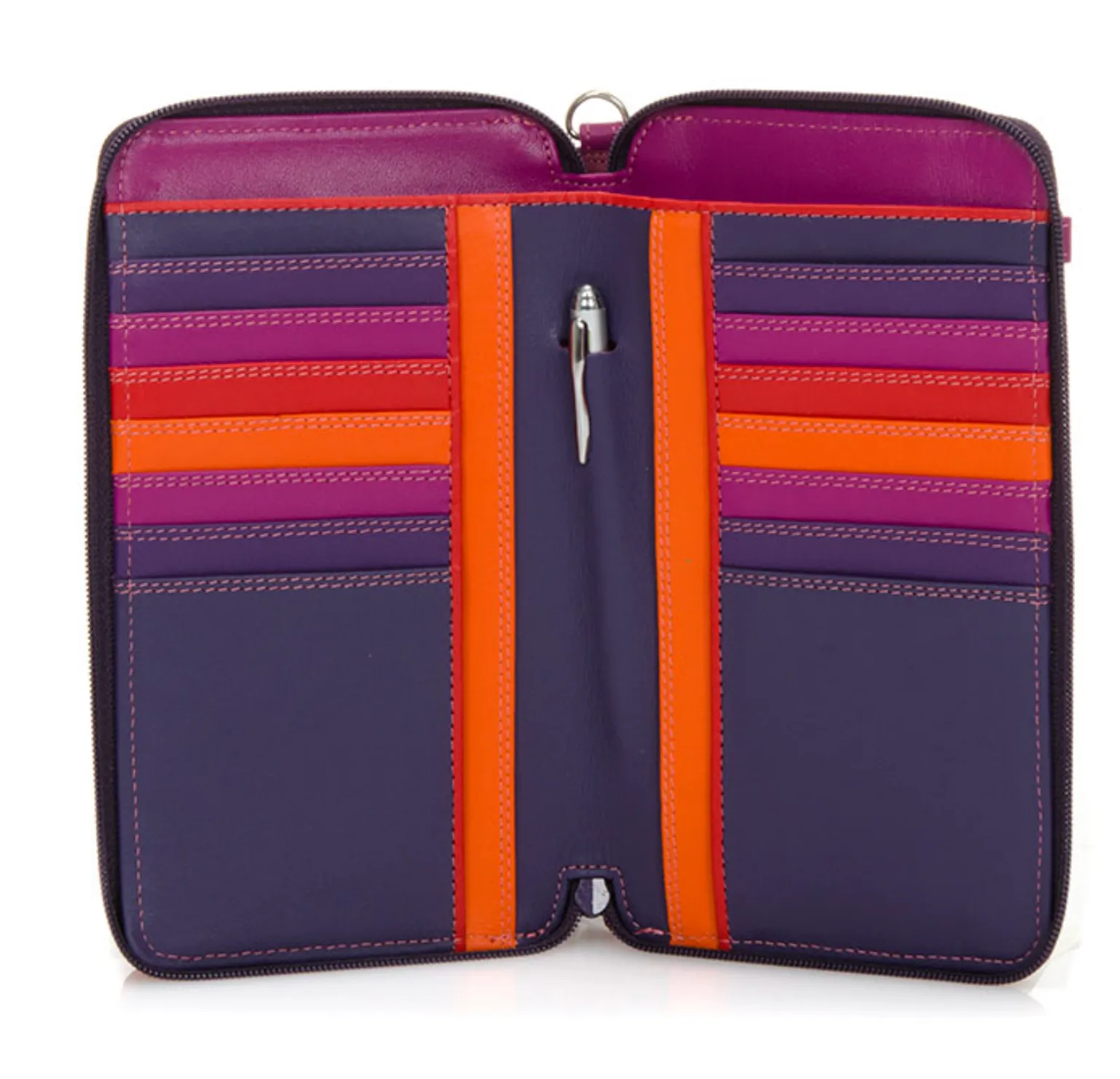 Zip Round Multi Purse with Shoulder Strap Sangria
