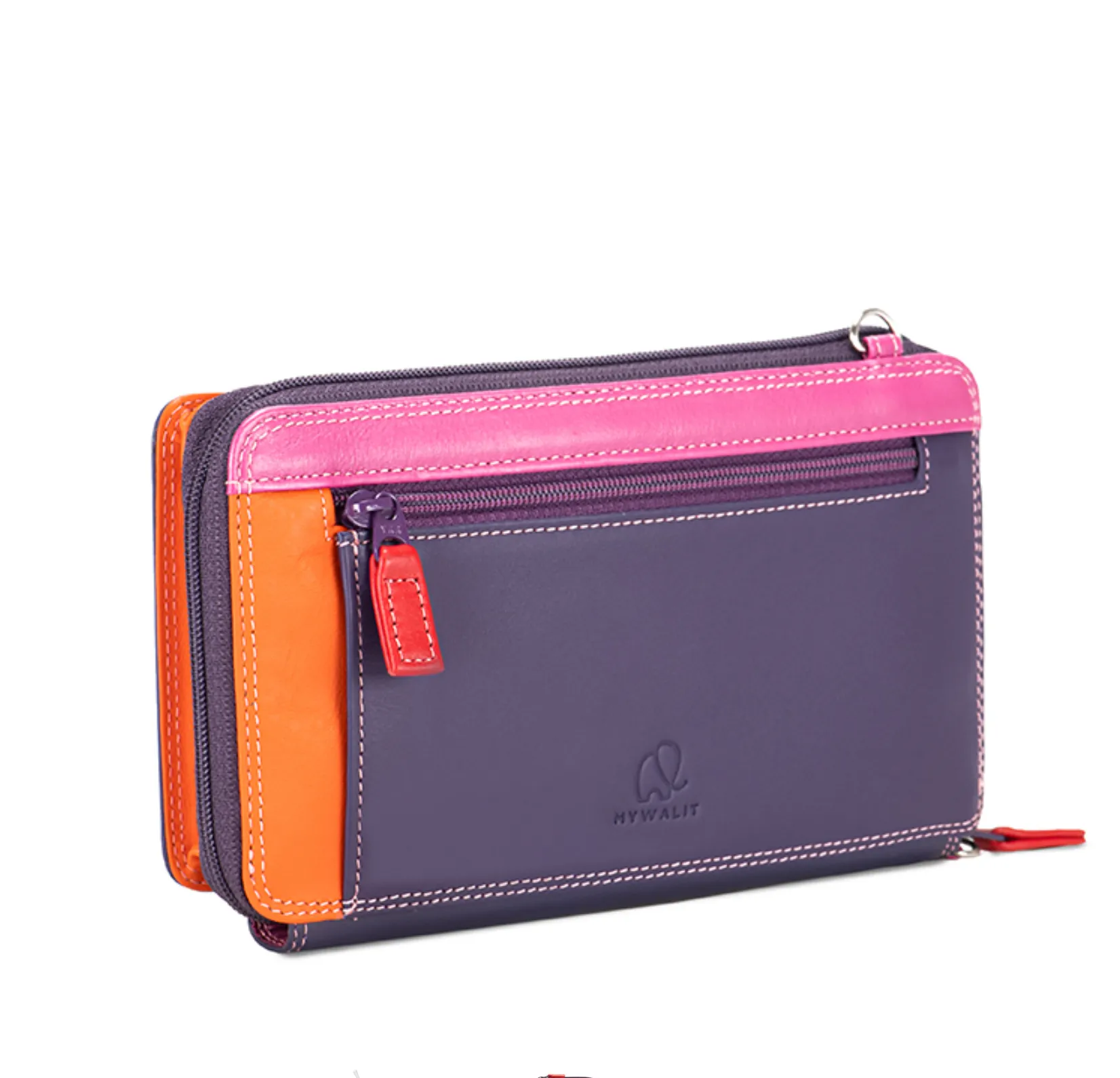 Zip Round Multi Purse with Shoulder Strap Sangria