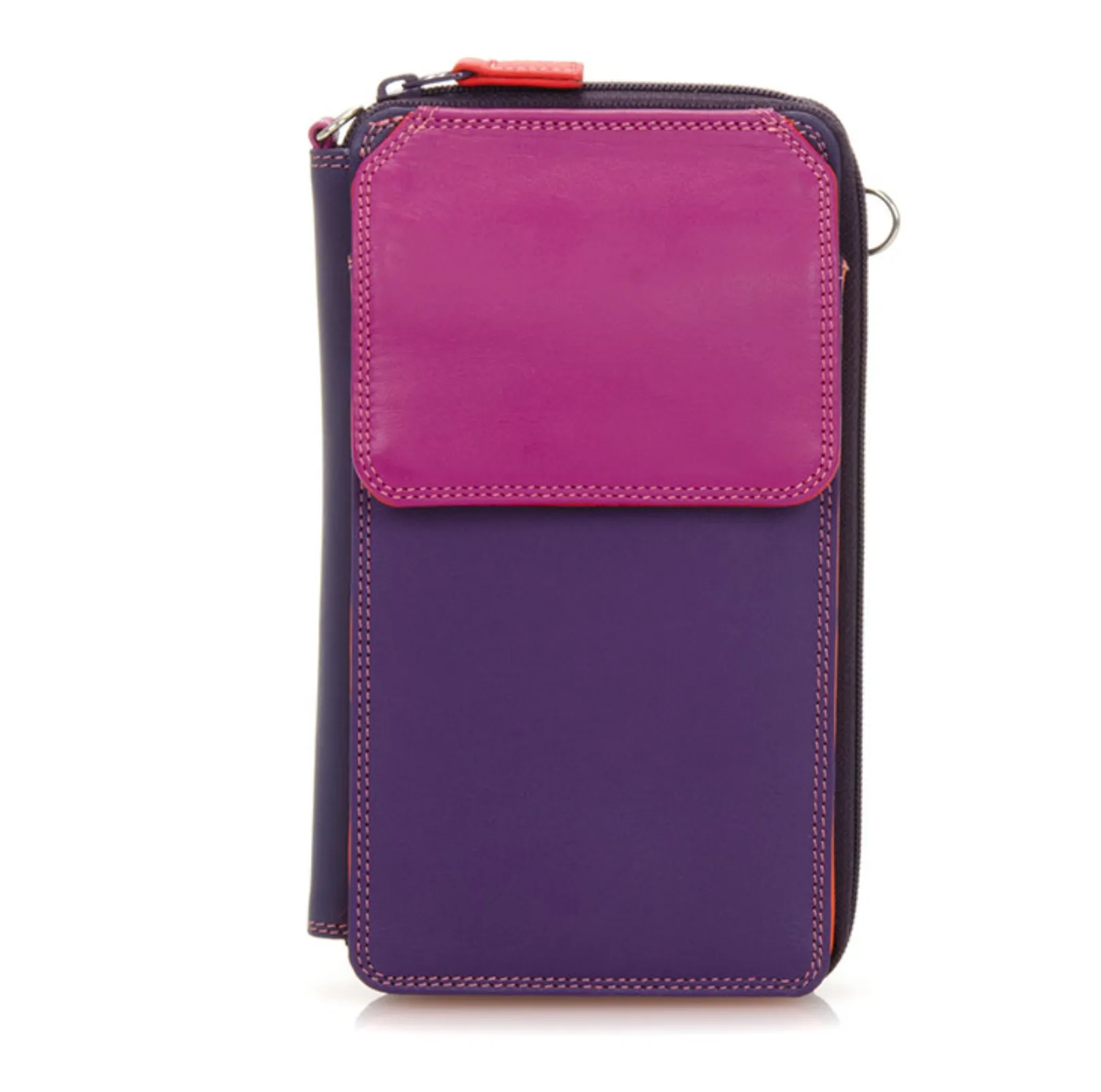 Zip Round Multi Purse with Shoulder Strap Sangria